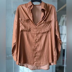 Mustard Seed Bronze Button-Up Blouse